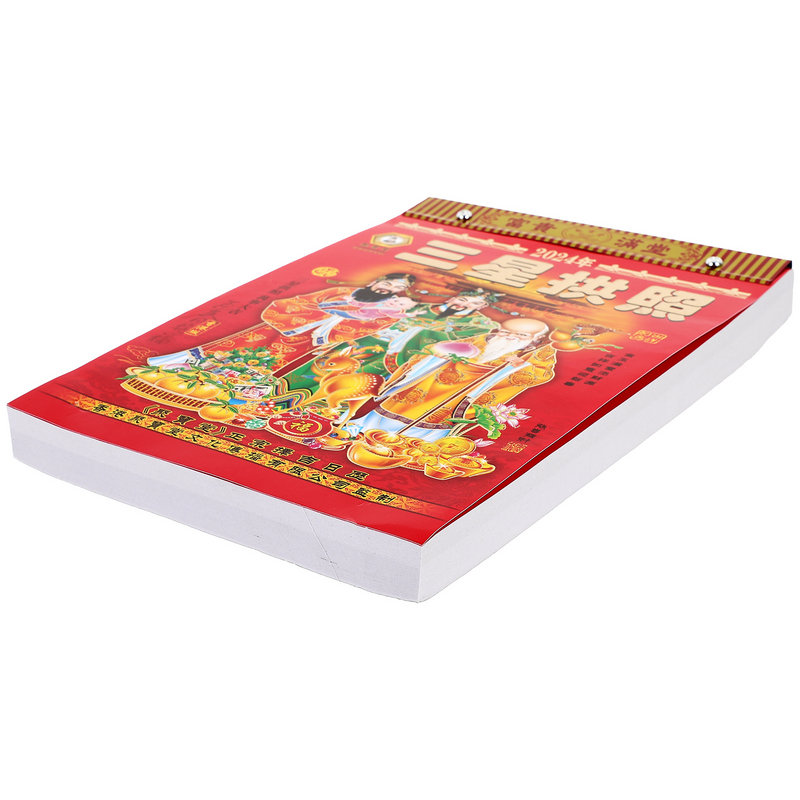 Kalender dinding dewa keberuntungan, kalender tangan sobek tangan gaya lama China, kalender tradisional tahun Lunar kalender gantung
