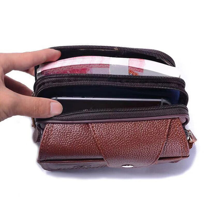 New Wearing Belt Business Horizontal Mobile Phone Bags Multi Functional PU Waist Bag For Middle Waterproof Package Pack Holders