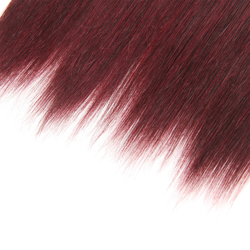 Extensões retas remy brasileiras do cabelo vermelho, cabelo natural de 100%, únicos pacotes, 30 polegadas, 99j lustroso