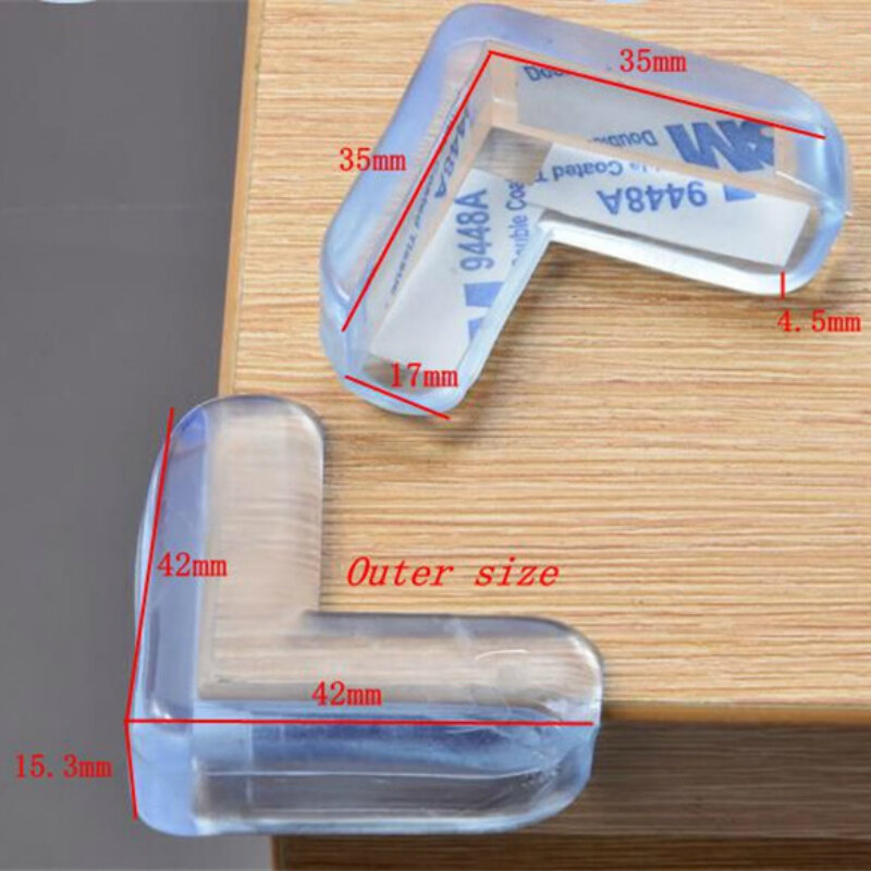 Protector de esquina de mesa transparente para bebé y niño pequeño, almohadilla de borde de seguridad de vidrio suave en ángulo recto, 2 unidades por lote