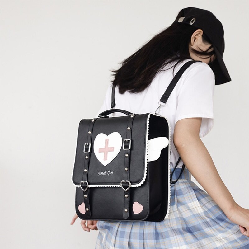 バックパック財布女性のためのロリータハンドバッグ日本 JK カレッジスタイル Pu レザー旅行大型レディースショルダーバッグクロスボディ