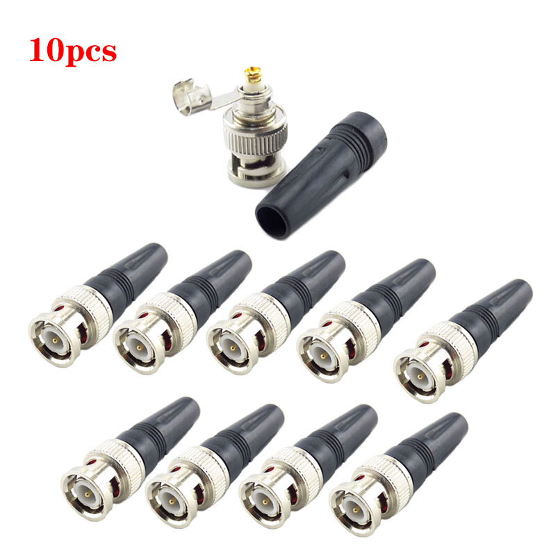BNC Male Plug Adapter Connector Twist-on Coaxial RG59 Cable For CCTV Camera Video Audio Connector 10pcs/Lot