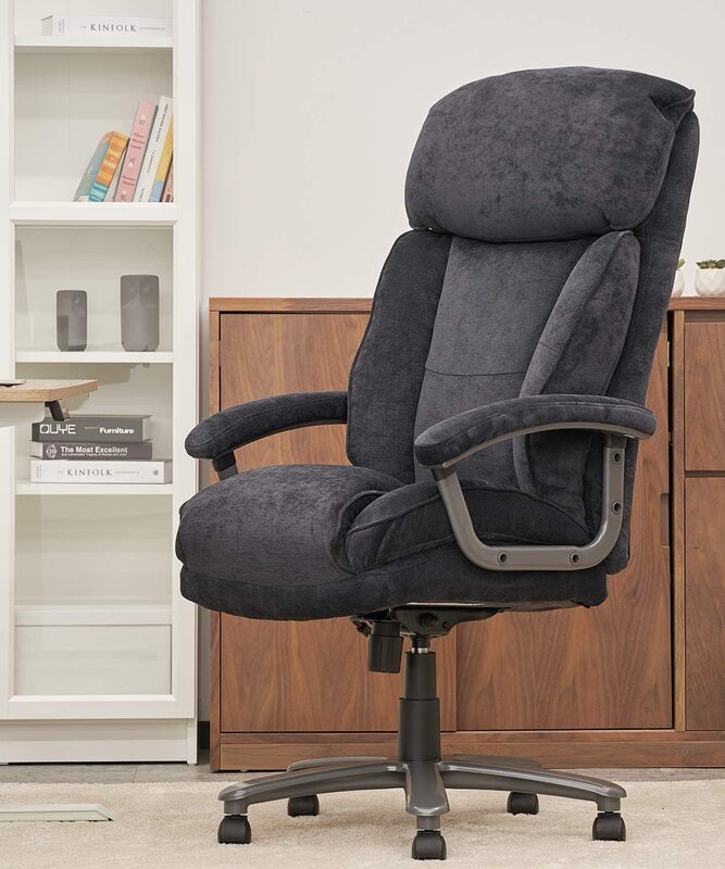 CLATINA Kursi Kantor Eksekutif besar dan tinggi, kursi ergonomis dengan putar berlapis kain 400lbs kapasitas tinggi dapat diatur tebal