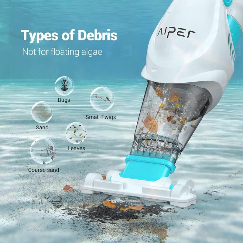 Cordless Handheld Pool Vacuum Rechargeable Swimming Pool Vacuum Cleaner 60 Minutes Running Time, Stronger Suction