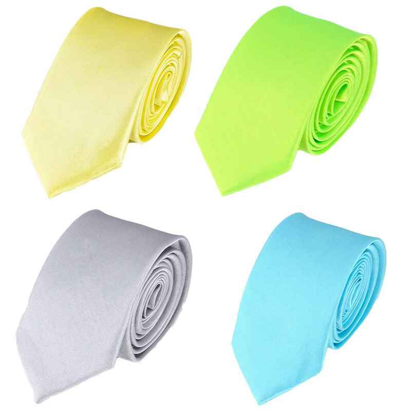 Multi Colors Male Soft Polyester Silk Necktie Comfortable Men Business Wedding Ties Solid Pattern Neck Ties