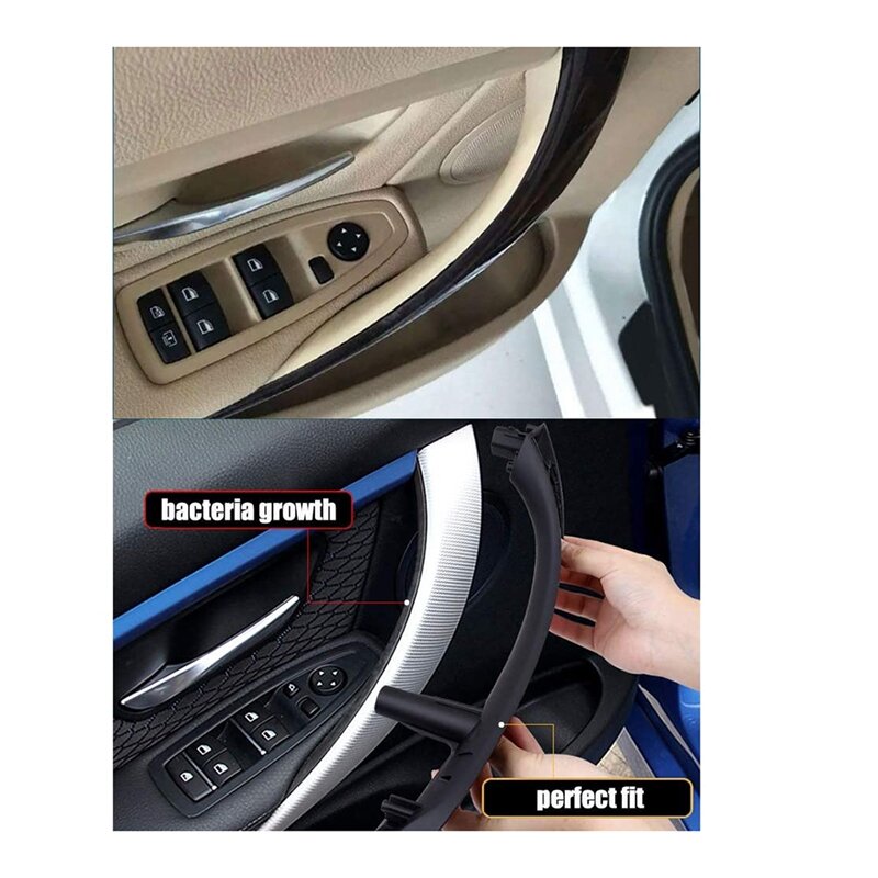 Cubierta de manija de puerta Interior de coche de cuatro puertas, soporte de reposabrazos para BMW Serie 3 4, F30/F31/F34 F32/F33/F36 2012-18, color Beige
