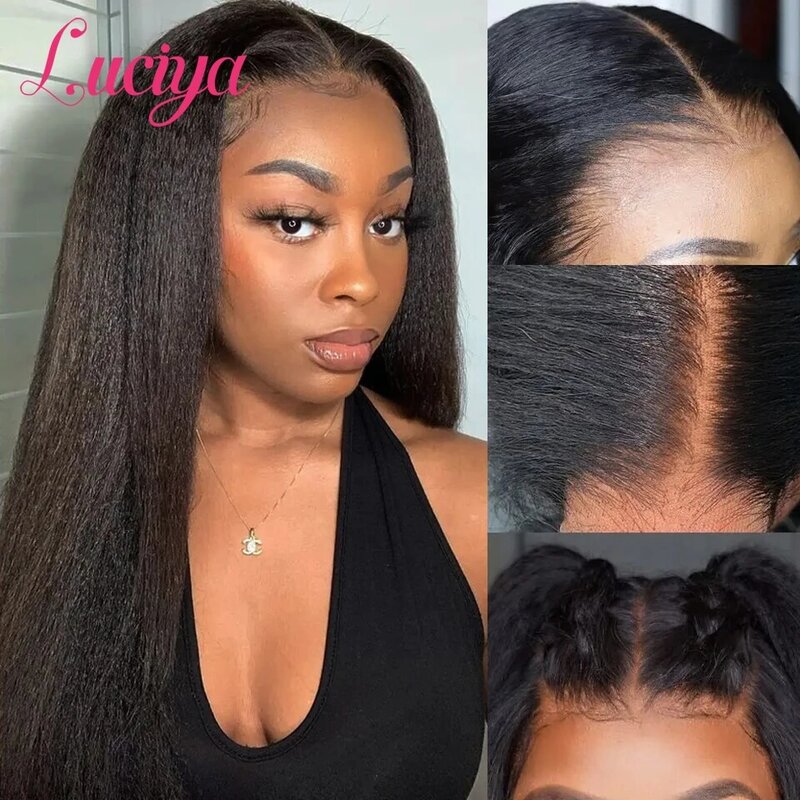 Glueless Wigs Kinky Straight 13x4 Full Lace Front Human Hair Wigs 13x6 Glueless Wig Ready To Wear And Go 5x5 HD Lace Closure Wig