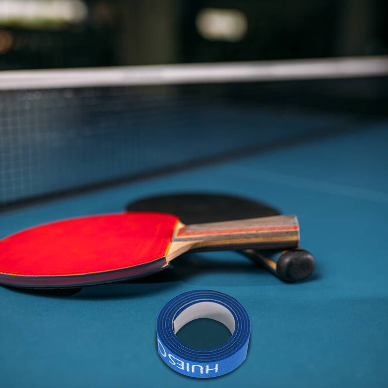 Bet tenis meja, pita samping spons pelindung raket Tenni dengan ketebalan 1-2mm dan lebar 9-10mm/hitam/biru