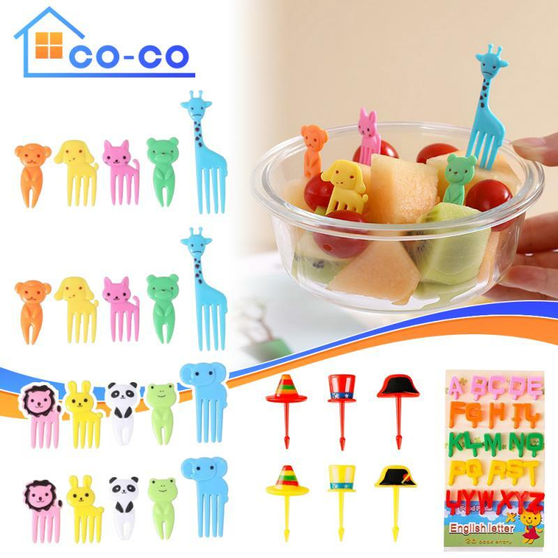 10ps Cute Animal Cartoon Food Picks Children Snack Cake Dessert Food Fruit Forks Picnic Camping Lunch Accessories For School 