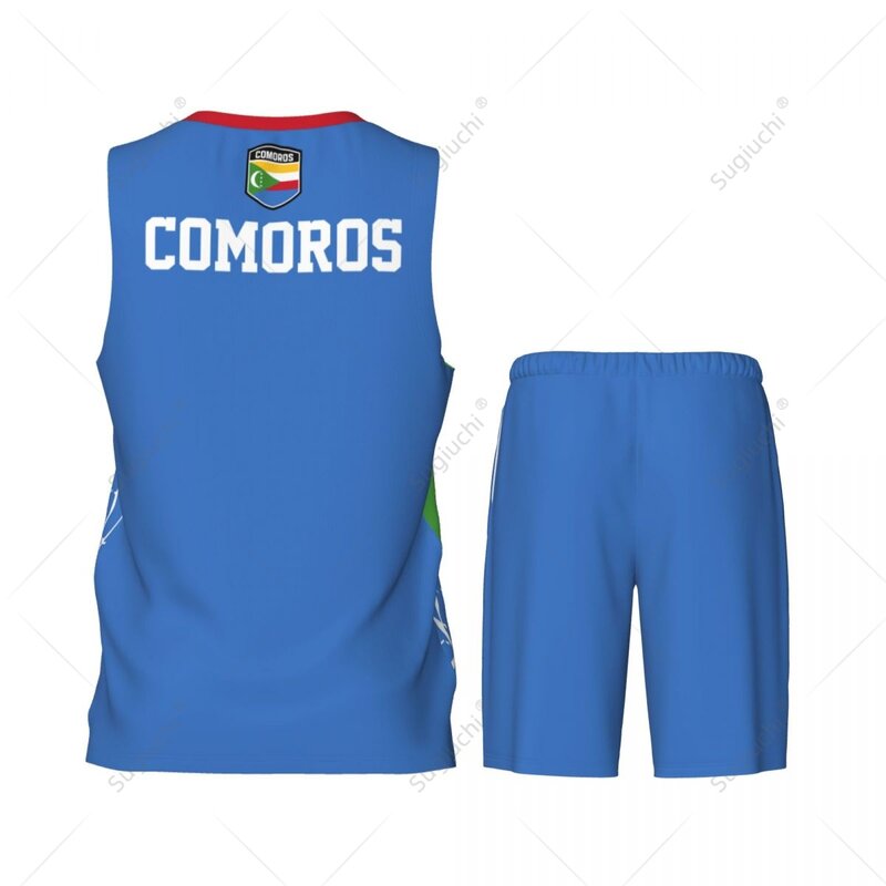 Zespół Comoros Flag Grain Men koszulka koszykarska zestaw koszula i spodnie bez rękawów nazwa własna dla nowicjulek