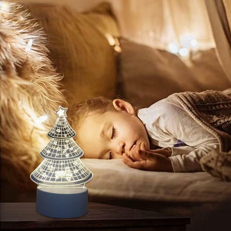 مصباح طاولة LED أكريليك ثلاثي الأبعاد لعيد الميلاد ، تحكم باللمس ، ديكورات غرفة النوم ، هدايا العيد لغرفة المعيشة