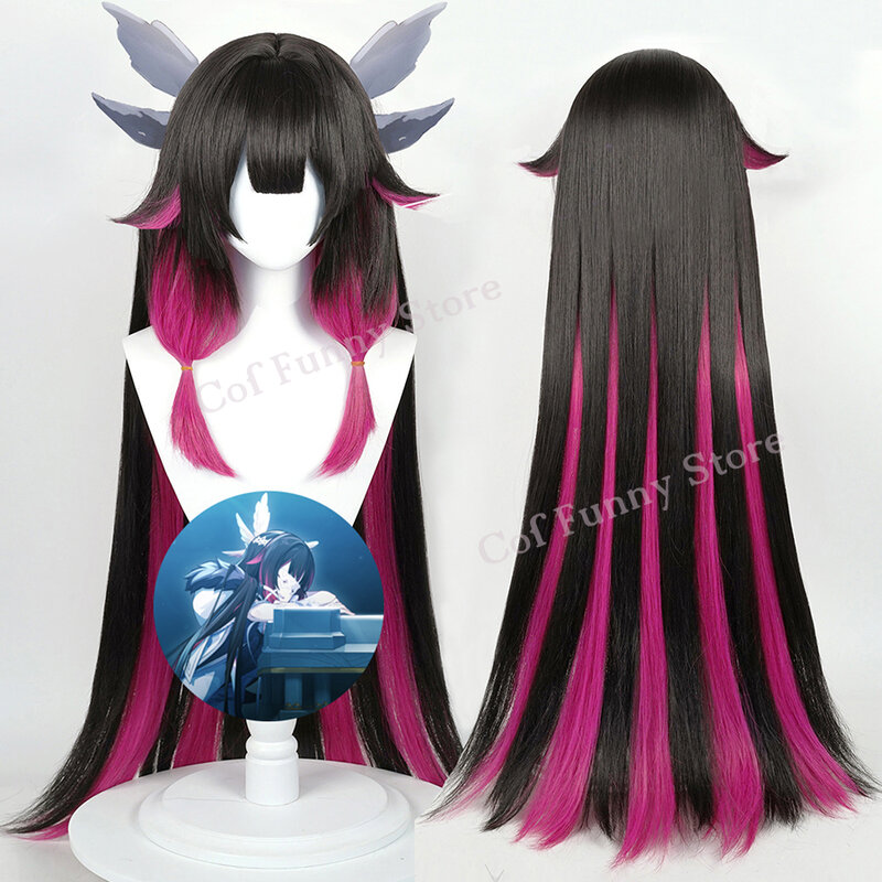 Genshin Impact-Peluca de Cosplay Fatui Columbina para mujer, de 110cm cabello largo, tocado de Anime, peluca de juego resistente al calor, pelucas de Halloween