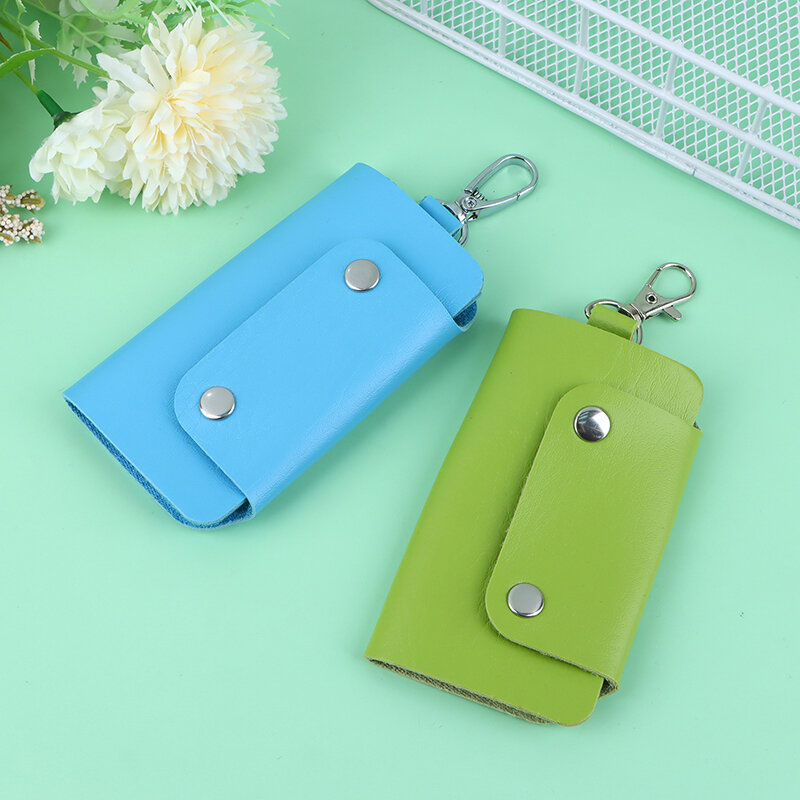 1PC Car Key Pouch Bag Case Wallet Holder Chain Key Wallet Ring Collector Housekeeper Pocket Key Organizer Smart Leather Keychain