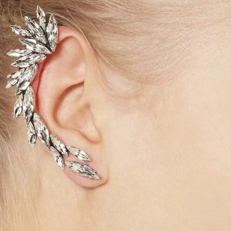 Moda donna elegante Vintage Punk gotico cristallo strass Ear Cuff Wrap Stud Clip orecchini accessori per le donne regalo creativo