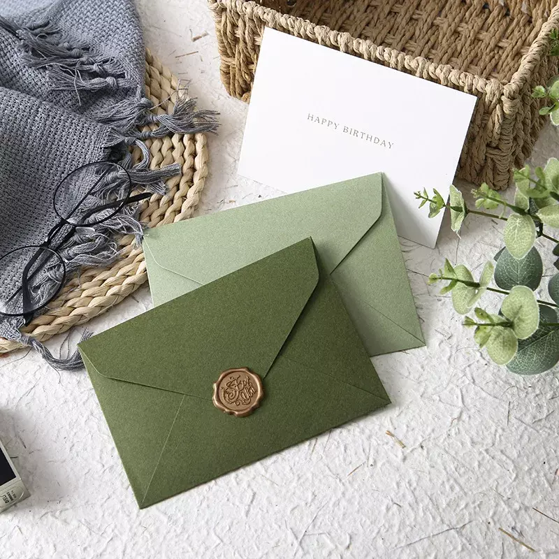 صندوق هدايا لدعوات الزفاف ، بطاقات بريدية للتخزين ودعوات الرسائل الخضراء ، مغلف للأعمال ، g ، 16x12 ، 20 في الكثير