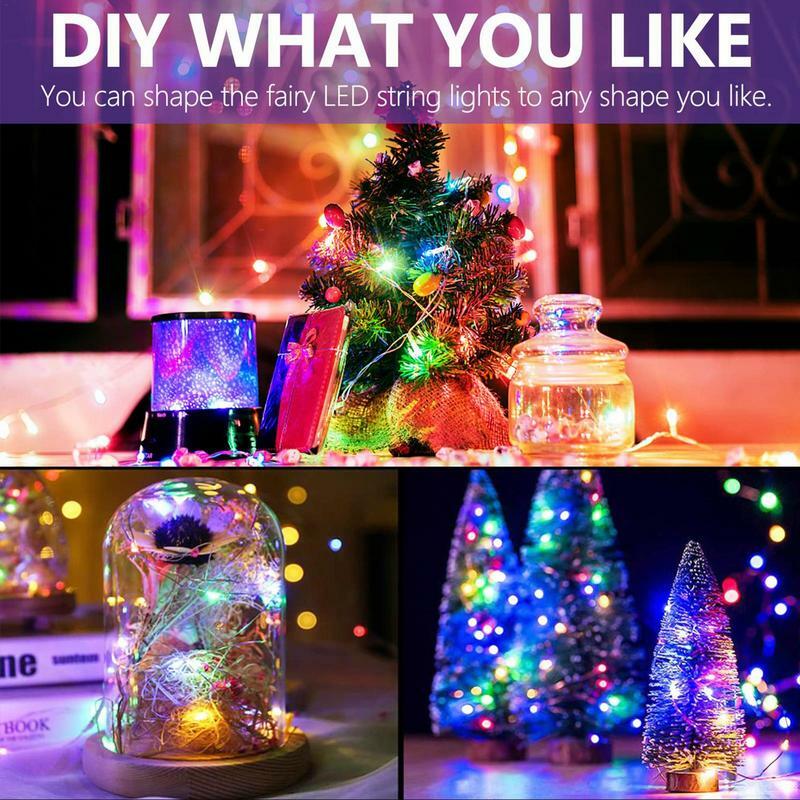 أضواء سلسلة جنية LED لتزيين شجرة عيد الميلاد ، تعمل بالطاقة البطارية ، جرة ميسون ، الأسلاك النحاسية ، أضواء وميض ، حفل زفاف