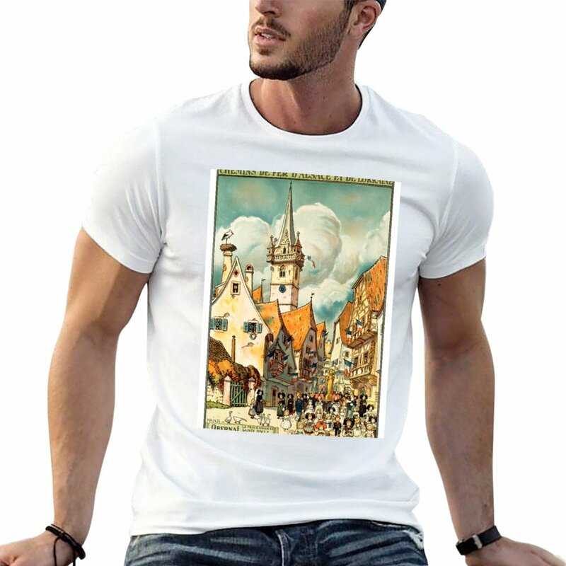 Nowy Obernai, francuski plakat z podróży t-shirt t-shirt mężczyzna estetyczne ubrania t shirt men