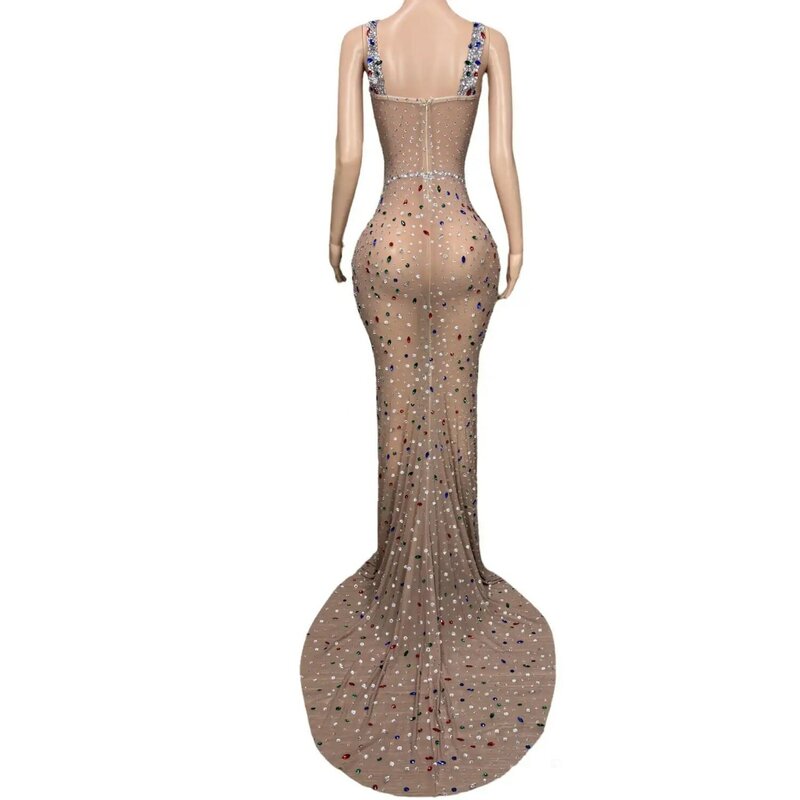 Abiti da ballo lunghi Sexy 2024 Sexy Mermaid Halter Crystals Black Girls Sparkly Stones Prom Gala Gowns for Wedding Party Nihong