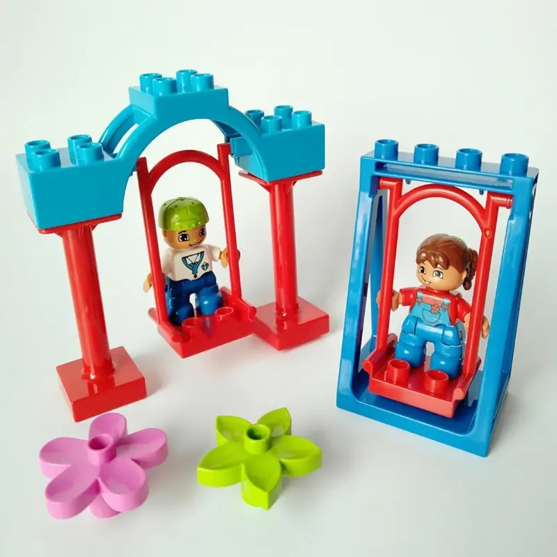 Grandes blocos de construção compatível slide balanço gangorra parque série playground tijolos grandes crianças brinquedo educativo criativo criança presente