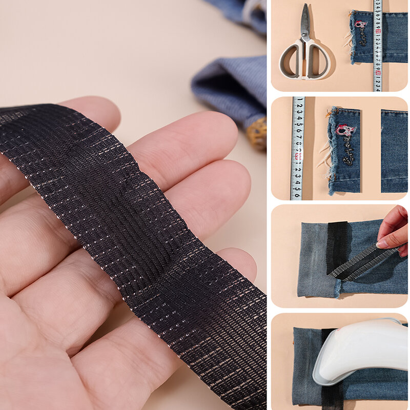 25/1M Self-Adhesive Pant Paste Tape Trouser Clothes Hem Repair Sticker Pants Edge Shorten Iron-on Tapes DIY Sewing Fabric Supply