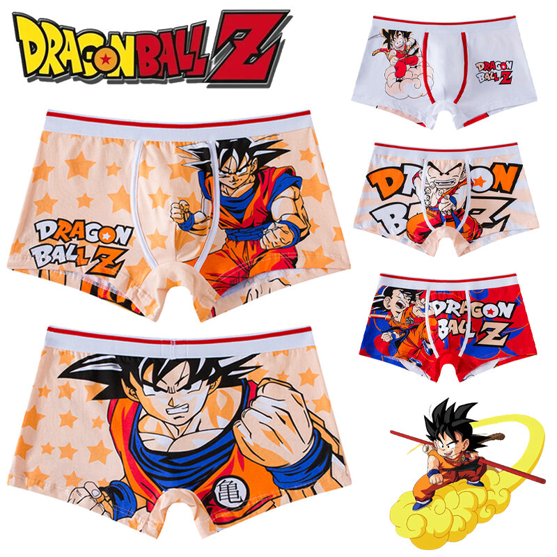 Celana dalam katun kartun pria Dragon Ball, celana dalam Boxer katun kartun Anime, celana dalam kantung bersirkulasi fleksibilitas rajut modis untuk pria
