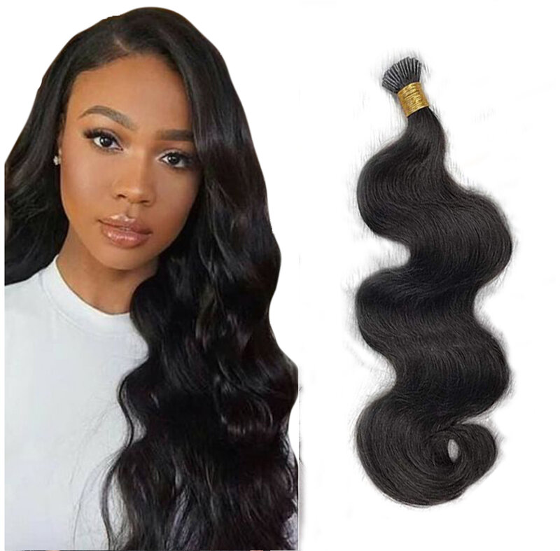 I Tip-Extensions de Cheveux pour Femmes Noires, Microlinks, Body Wave, Cheveux Vierges Brésiliens, 100% Cheveux Humains, Vrac, 1g, 100 Mèches
