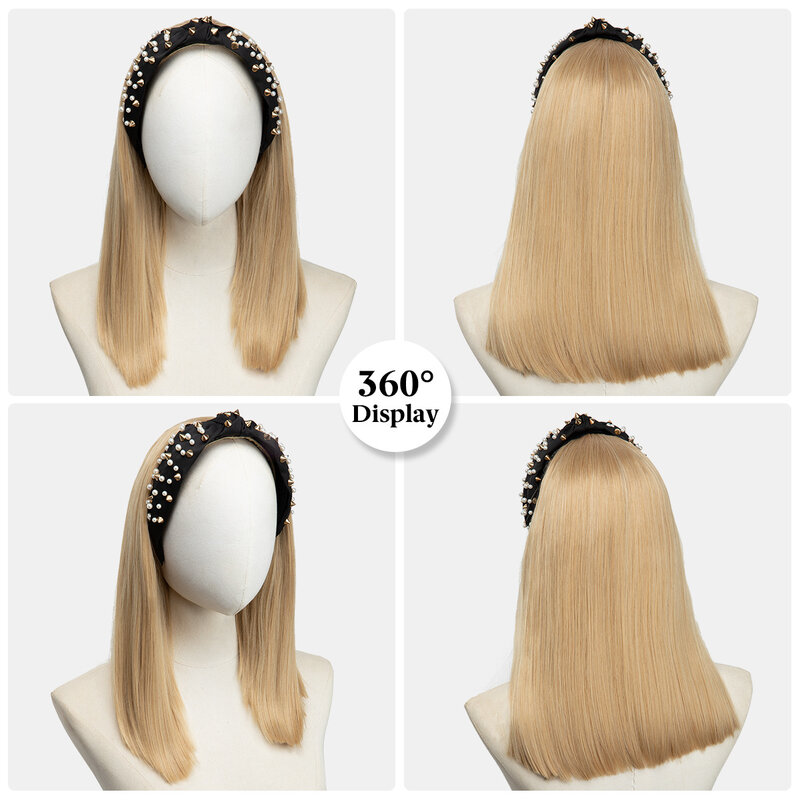 Wig women's short straight hair hoop headgear European and American foreign trade realistic Synthetic Hair wig Capless Wig