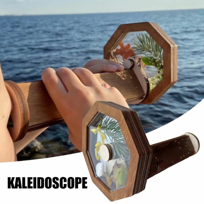 Outdoor Toys DIY Kaleidoscope Kit for Kids Shows More Wonderful Pictures Attractive Wooden Optical Toy Eco-Friendly