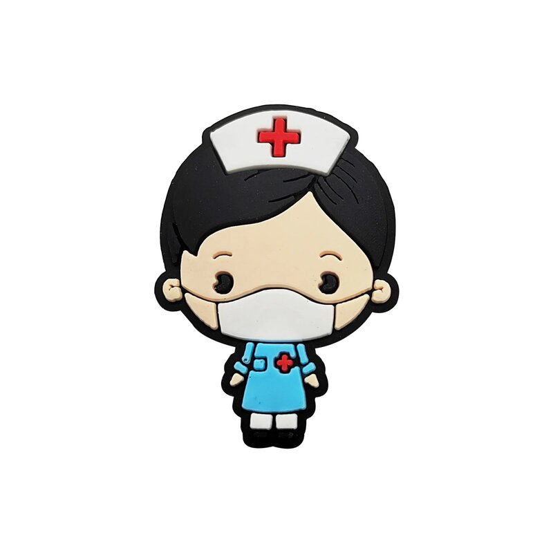 PVC Enfermeira Médica Senhora Sapato Fivela, Encantos Acessórios, Decorações para Sandálias, Sneaker Tampo, Pulseiras Pulseira, DIY, Custom Fun Gift