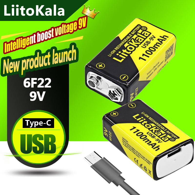 1-16 szt. Akumulator LiitoKala 9V 1100mAh li litowo-jonowy akumulator USB 9V do multimetru mikrofon zabawka pilot do użytku KTV