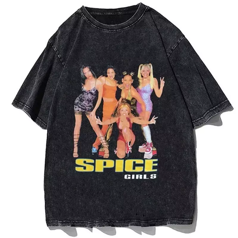 T-shirt en coton à manches courtes pour hommes et femmes, t-shirts hip-hop, t-shirts Spice Girls, mode vintage, été