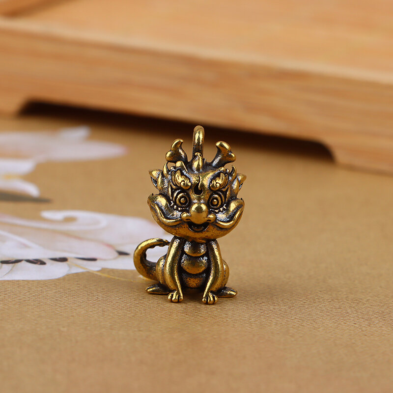 1 Stuk Vintage Beeld Beeldje Rijkdom Messing Decor Welvaart Chinese Stijl Ornament Dragon Geluk Dier Mini Woonaccessoires Cadeau