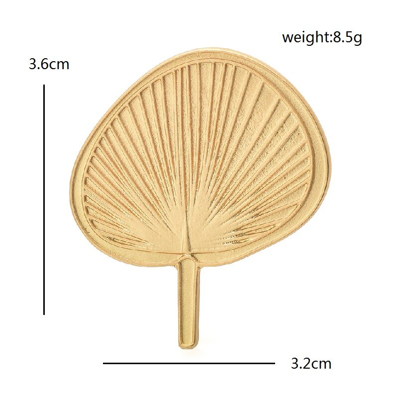 Wuli&baby Metal Palm-leaf Fan Brooches For Women Unisex Classic Easy-match Party Casual Brooch Pins Gifts