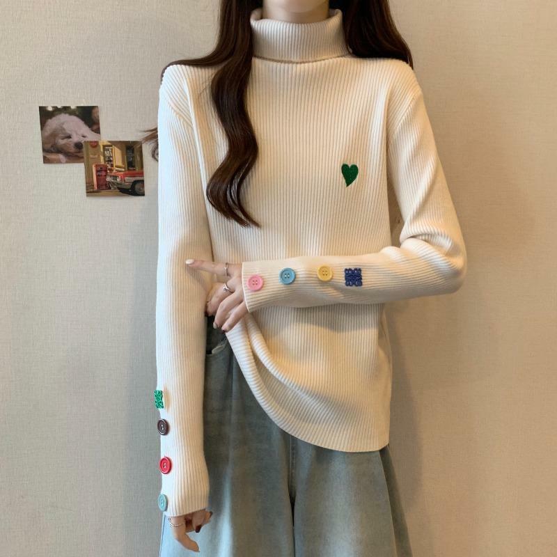 Женский осенне-зимний модный элегантный пуловер с высоким воротником полосатая рубашка с длинным рукавом Повседневные универсальные Пригородные Топы
