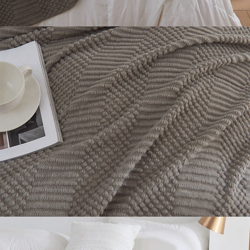 タッセル付きニット毛布,ソファやソファ用の超ソフトチェック柄,家庭用装飾