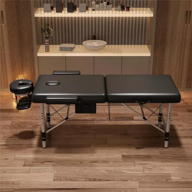 Mesa de masaje Premium, cama de masaje plegable portátil, altura ajustable, espuma viscoelástica