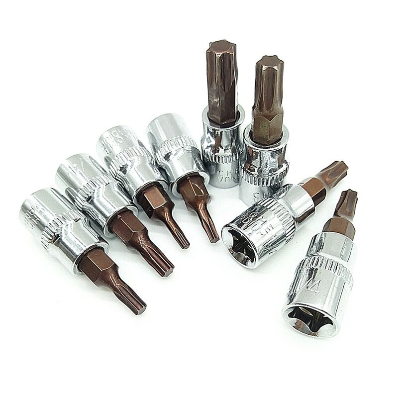 1/4" Torx Screwdriver Sockets Bits 38mm Drive Head Screwdrivers Socket Wrench Adapter Hand Tools T8 T10 T15 T20 T25 T27 T30 T40	