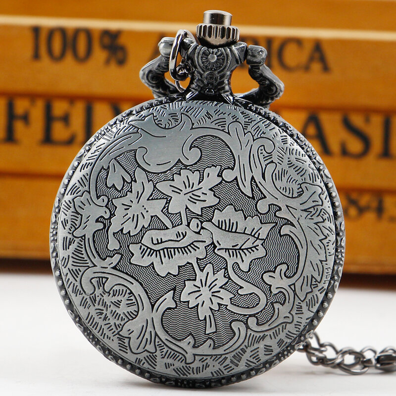 Grey/brązowy berło wąż rzeźbione kwarcowe zegarki kieszonkowe osobowość kreatywny łańcuch zegarek z zegarem relógio de bolso