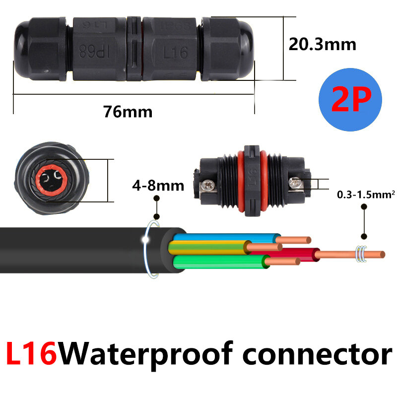 IP68 방수 케이블 커넥터, I형, Y형, T형, 2 핀, 3 핀, 4 핀, 5 핀, 전기 단자 어댑터, 와이어 커넥터, LED 조명