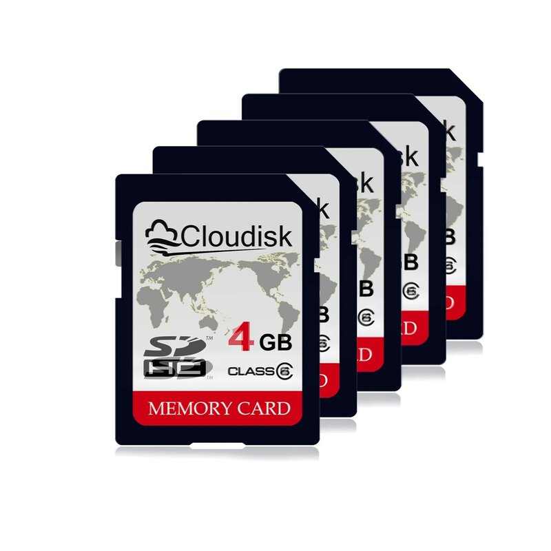 Cloudisk-Suporte a Cartão SD para Câmera, 1GB, 2GB, 4GB, 128MB, Cartão de Memória Class6, C4, 5 unidades