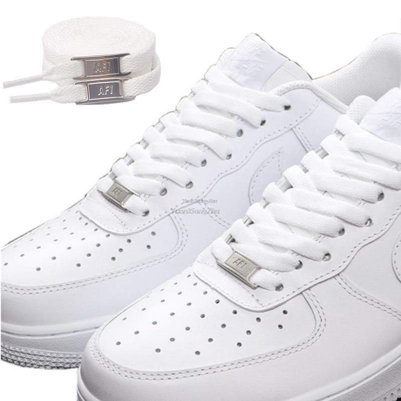 Cordones planos blancos de combinación AF1, decoración de zapatos, accesorios para zapatillas, novedad