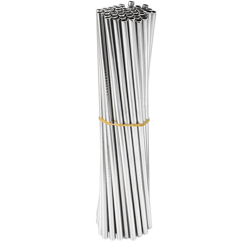 금속 빨대 재사용 가능 304 스테인리스 스틸 식수 파이프, 곡선 빨대 및 직선 빨대 50 개, 215 mm x 6mm, 100 개