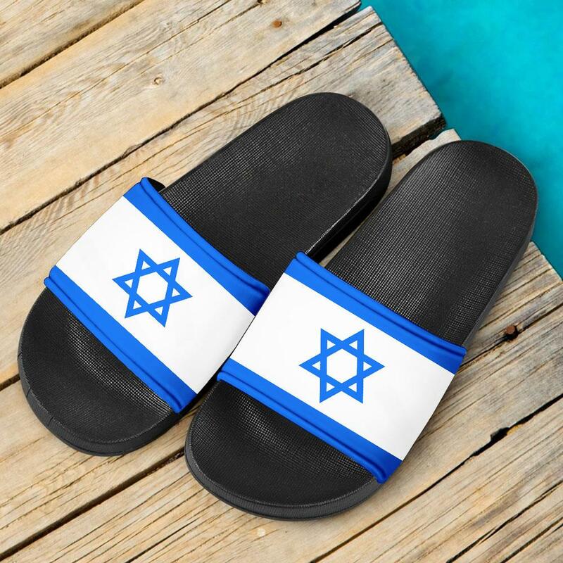 Doginthehole إسرائيل العلم طباعة الصيف شاطئ النعال أحذية الانزلاق غير رسمية للنساء الرجال مريحة إيفا المنزل في الهواء الطلق صندل 2021