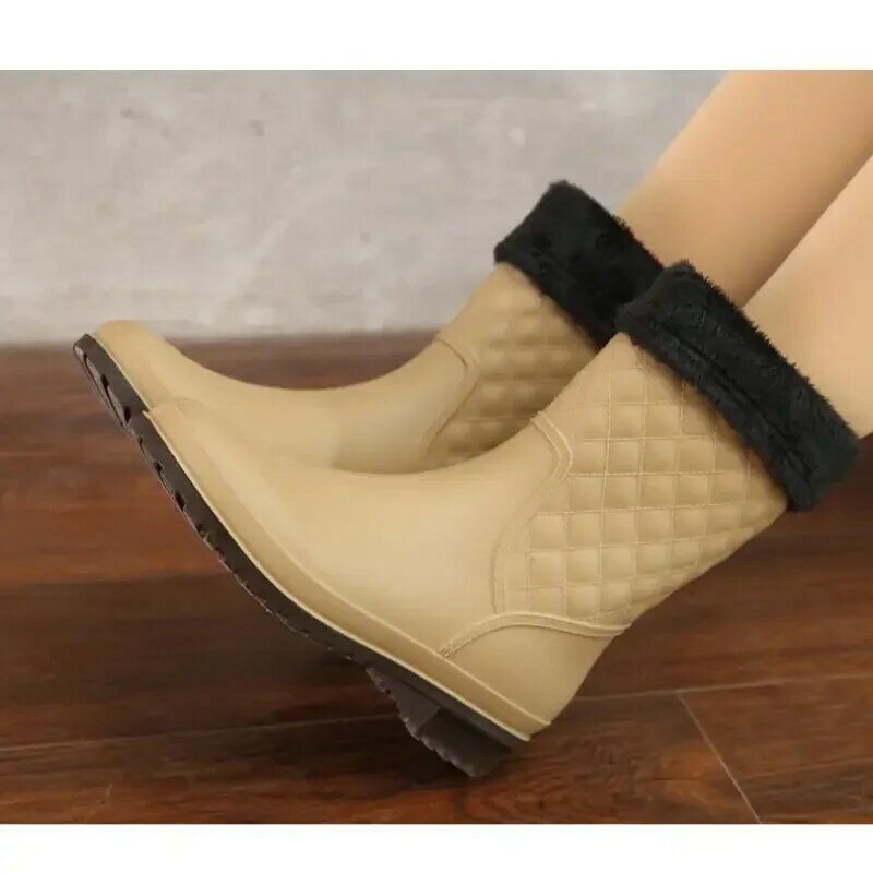 Botas de tornozelo feminino, antiderrapante, velo, removível, sapatos de água impermeáveis, botas de chuva antiderrapantes
