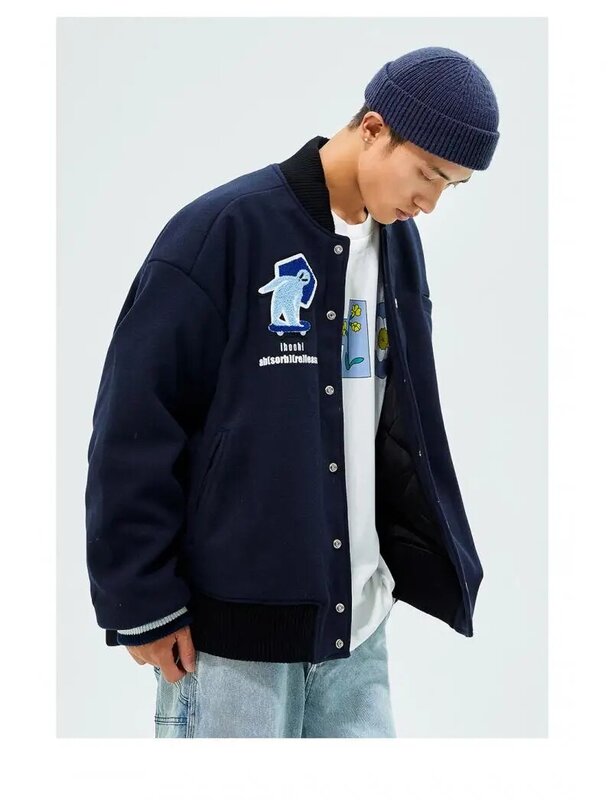Trendy Brand Baseball Jacket Thickened Cotton Jacket New Winter Jacket Men Towel Embroidered Design Jacket for Men and Women