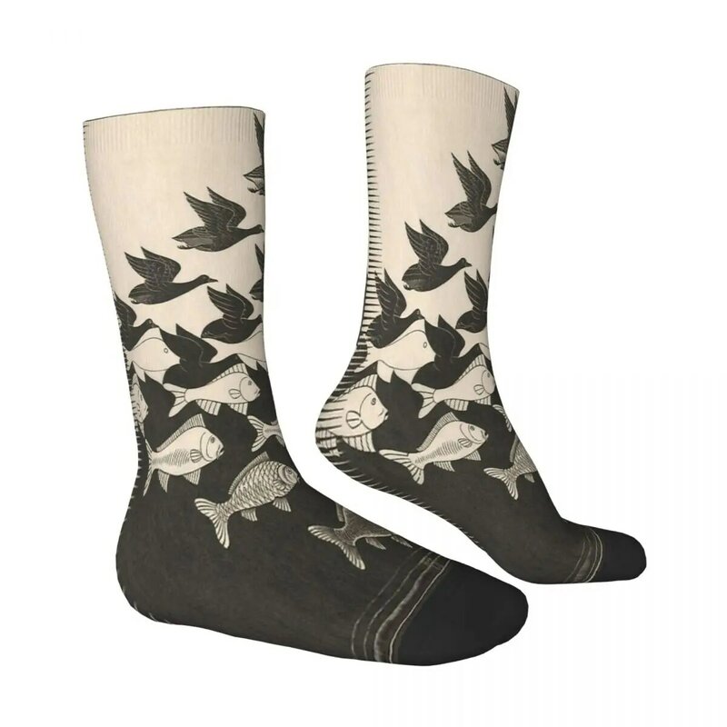 Escher – chaussettes en Polyester pour hommes et femmes, motif ciel et eau, pour l'été