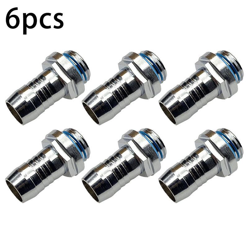 6PC Water Cooling Barb Fitting 2-Touch Fitting G1/4 Thread Hose Pagoda Connector Pipe Fittings Industrial Plumbing Fixtures Tool