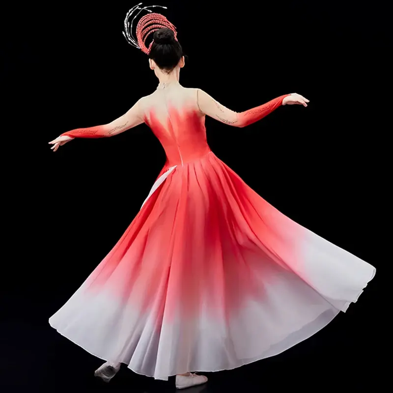 오프닝 댄스, 그랜드 원피스, 공연 복장, 장대 한 여성 분위기, 현대 조명, 중국 무용 의상, 드레스