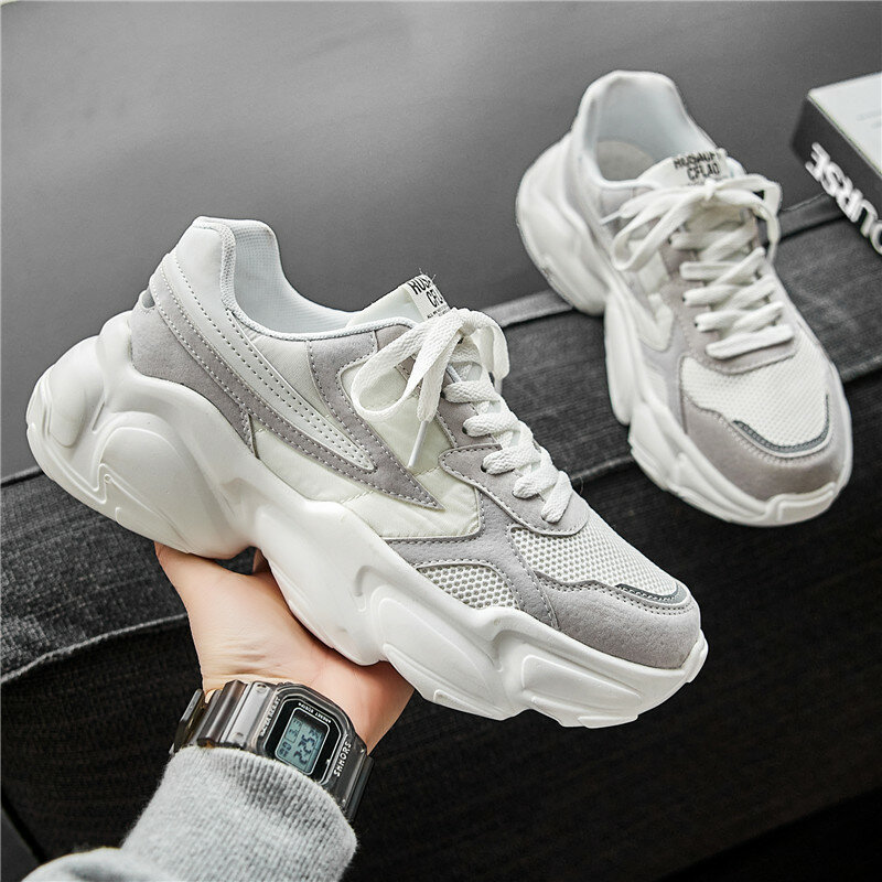 New Trendy Fashion Street Style Casual Shoes Korean Version Versatile Solid Color Sports Shoes Thick Sole Durable Outdoor Shoes