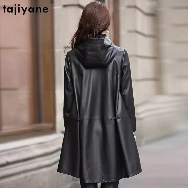 Tajiyane-Casaco de couro de carneiro genuíno para mulheres, jaqueta de couro real, jaquetas soltas, roupas femininas